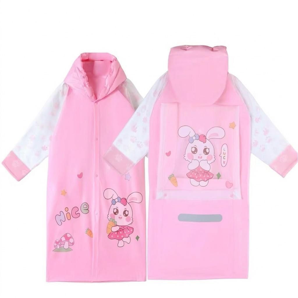 Bunny Cartoon Print Super Premium Raincoat with Bag Space